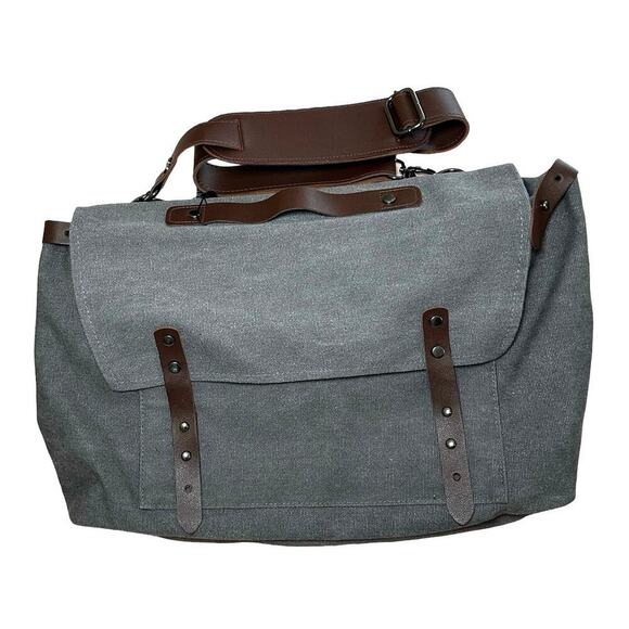 NWT Greg Norman The Refined Traveler Canvas Laptop/Messenger Bag Gray OS - Picture 1 of 7